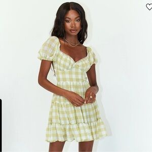 Princess Polly Sweetheart Neckline Gingham Mini Dress in Pastel Green